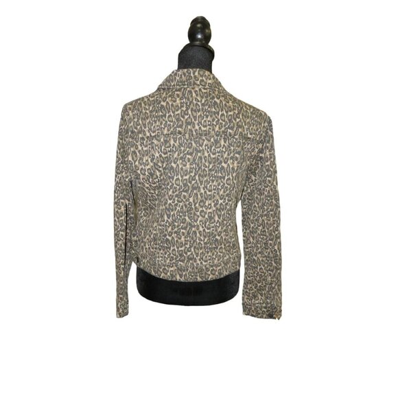 D. Jeans Leopard Long Sleeve Button Up Denim Jacket - Picture 5 of 10